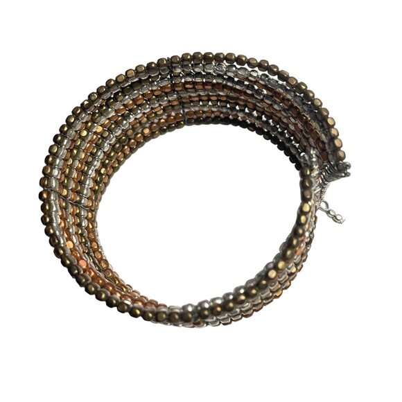 Handmade Beaded Cuff Bracelet Tri Color Stretch Boho Costume Jewelry Gift u - Picture 3 of 6